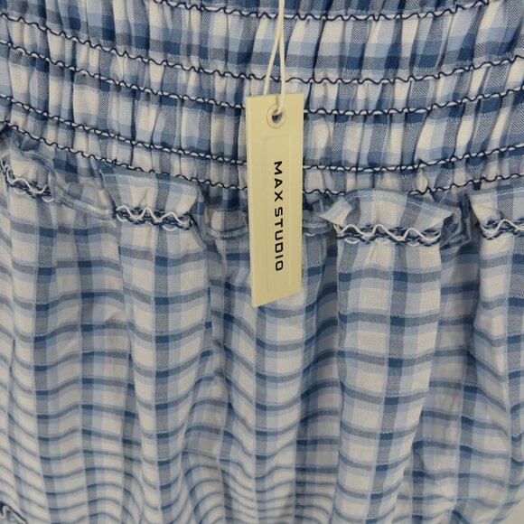 Max Studio Blue & White Gingham Tiered Maxi Dress Small NWT $138 - Picture 5 of 5